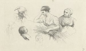 Studienblatt mit einer Frau mit einem Reisigbündel und Figuren von Jacob Ernst Marcus