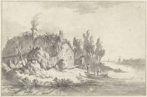 Verfallenes Bauernhaus an einem Fluss
