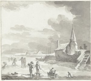 Winterlandschaft mit Schlittschuhläufern
