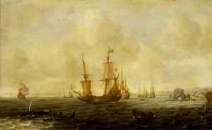 Eine niederländische Walfangflotte, Mitte des 17. Jahrhunderts von Jacob Feyt de Vries