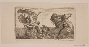 Neptun. Illustration zu Jacob Fosie, "Lære-Klude [...] eller Prøver paa Kaaber, Slibe, Grunde, Naale, Etz-Vand, Sverte, Viske, Lade og Trykke fra Aar 1741 til Aar 1743" von Jacob Fosie
