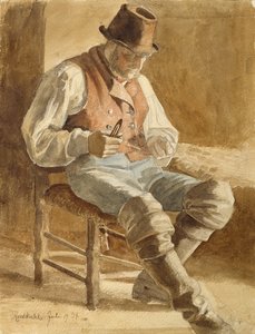 Fischer, der ein Netz flickt, 1834 von Jacob Gensler
