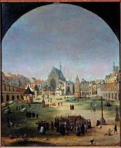 Der Friedhof der Unschuldigen und sein Massengrab unter der Herrschaft von Franz I. von Jacob Grimmer