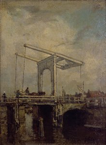 Eine Zugbrücke in einer niederländischen Stadt, 1875