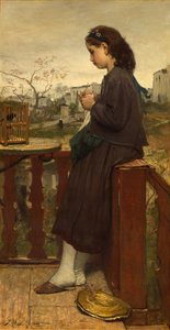 Mädchen strickt auf dem Balkon, Montmartre, 1869