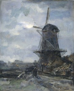 Mühle im Mondlicht