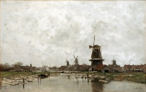 Die fünf Windmühlen, 1878 von Jacob Henricus or Hendricus Maris