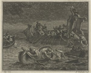 Galeerenschiff rettet Schiffbrüchige