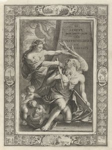 Verbildlichung zähmt Vater Zeit (Titelblatt für: J.C. Weyerman. De levens-beschryvingen der Nederlandsche konst-schilders en konst-schilderessen, 1729)