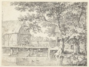 Ansicht von zwei Wassermühlen, die eine Schleuse flankieren von Jacob van Ruisdael