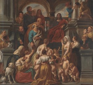 Christus segnet die kleinen Kinder. Lasset die Kinder zu mir kommen