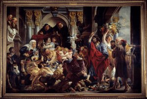Jesus vertreibt die Händler aus dem Tempel. Gemälde von Jacob Jordaens (1593-1678) 17. Jahrhundert von Jacob Jordaens
