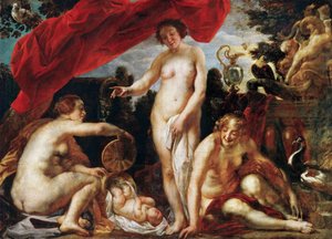 Die Töchter des Cecrops finden das Kind Erichthonios - Jacob Jordaens (1593-1678). Öl auf Leinwand, ca. 1640. Dimension: 150x208 cm. Kunsthistorisches Museum, Wien von Jacob Jordaens
