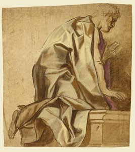 Mann kniend, nach rechts (recto); Skizzen von Figuren (verso)