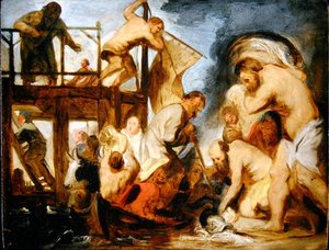 Skizze für St. Peter findet das Tributgeld im Maul des Fisches von Jacob Jordaens