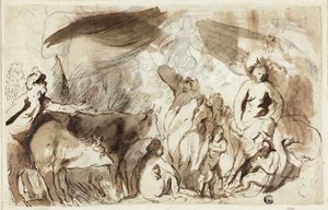 Studie für die Sine Baccho et Cerere Friget Venus (recto); Familie des Darius vor Alexander (verso) von Jacob Jordaens