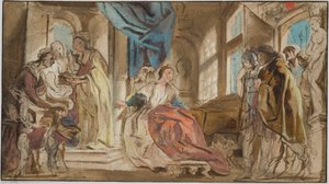 Telemachus führt Theoklymenos vor seine Mutter Penelope von Jacob Jordaens