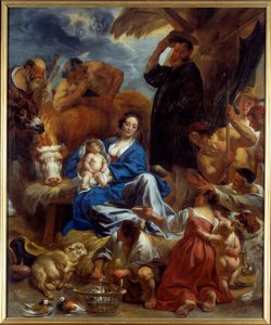 Die Anbetung der Hirten. Gemälde von Jacob Jordaens (1593-1678) 1616-1620 Lyon, Musee des Beaux Arts von Jacob Jordaens