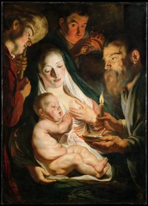 Die Heilige Familie mit Hirten, 1616 von Jacob Jordaens