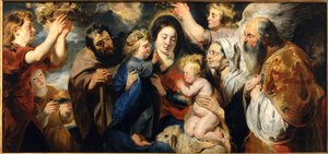 Die Heilige Familie mit dem jungen Johannes dem Täufer und Engeln von Jacob Jordaens
