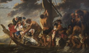 Das Zinsgeld. Petrus findet die Silbermünze im Maul des Fisches. Auch genannt Die Fähre nach Antwerpen von Jacob Jordaens