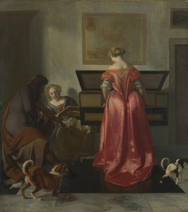 Zwei Frauen und ein Mann machen Musik, ca. 1675 von Jacob Lucasz. Ochtervelt