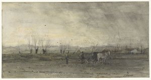 Landschaft mit pflügendem Bauern von Jacob Maris