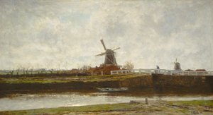Ansicht der Mühle und Brücke am Noordwest Buitensingel in Den Haag