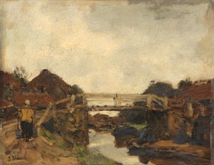 Holzbrücke über einen Kanal bei Rijswijk von Jacob Maris