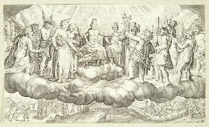 Bacchus reicht Jupiter Wein von Jacob Matham