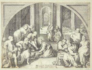 Christus wäscht die Füße der Apostel