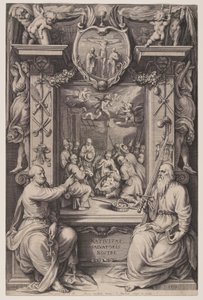 Die Anbetung der Hirten mit St. Peter und St. Paul von Jacob Matham