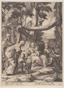 Die Heilige Familie mit den Heiligen Elisabeth, Zacharias und Johannes von Jacob Matham