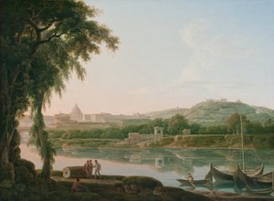 Ein entfernter Blick auf Rom über den Tiber