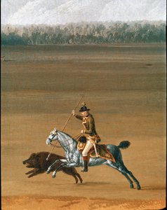 Ferdinand IV. jagt Wildschweine auf dem Anwesen von Cassano Detail Gemälde von Jakob Philipp Hackert (1737-1807) 18. Jahrhundert Neapel Museo Nazionale di Capodimonte