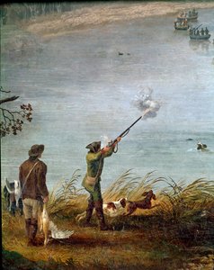 Die Blässhuhnjagd von Ferdinand I. der Beiden Sizilien (oder Ferdinand IV. von Neapel) am See Fusaro bei Neapel, Italien (Detail)