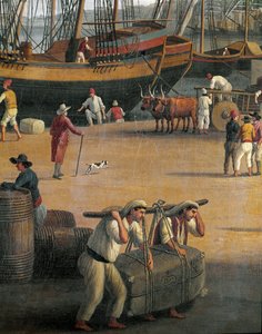 Blick auf den Hafen von Messina, Arbeiter