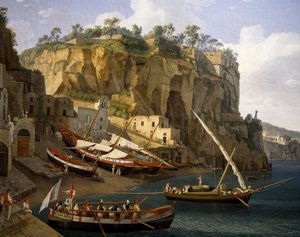 Blick auf den kleinen Hafen von Sorrent von Jacob Philippe Hackert
