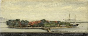 Ansicht der Insel Kuiper in der Bucht von Batavia