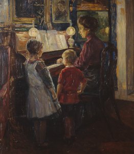 Frau und Kinder am Klavier von Jacob Sømme