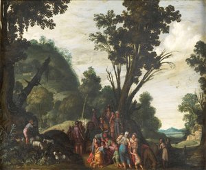 Die Begegnung von Jakob und Esau (Genesis 33) von Jacob Symonsz Pynas (attributed to)