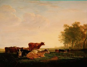 Vieh in einer Landschaft von Jacob Van Stry