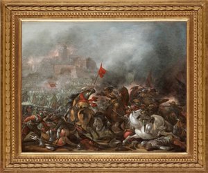 Schlacht zwischen Türken und Christen bei der Eroberung von Konstantinopel durch die osmanische Armee im Jahr 1453 von Jacob Weyer