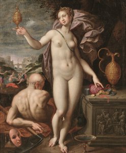 Juno hält ein goldenes Gefäß und einen Geldbeutel von Jacob de (studio of) Backer