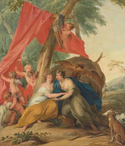 Jupiter, verkleidet als Diana, verführt die Nymphe Kallisto von Jacob de Wit (signed by artist)