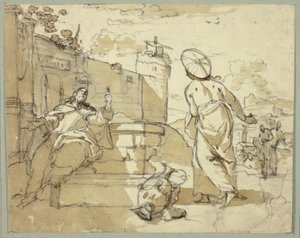 Christus und die Frau von Samaria von Jacob de Wit