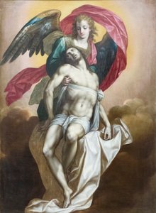 Toter Christus von einem Engel gehalten von Jacob de the Elder Backer