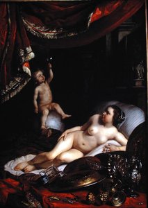 Eine allegorische Vanitas mit Homo Bulla (Der Mensch ist wie eine Blase) und Vrouw Wereld (Frau Welt) 1654 von Jacob or Jacques van Loo