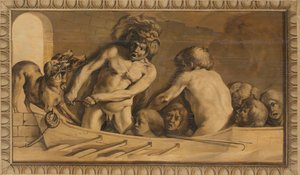 Herkules holt Cerberus aus der Unterwelt (Charon, der Fährmann des Styx)