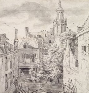 Ansicht des Hofes des Hauses der Bogenschützen der St. Sebastian Gilde am Singel in Amsterdam von Jacob van Ruisdael
